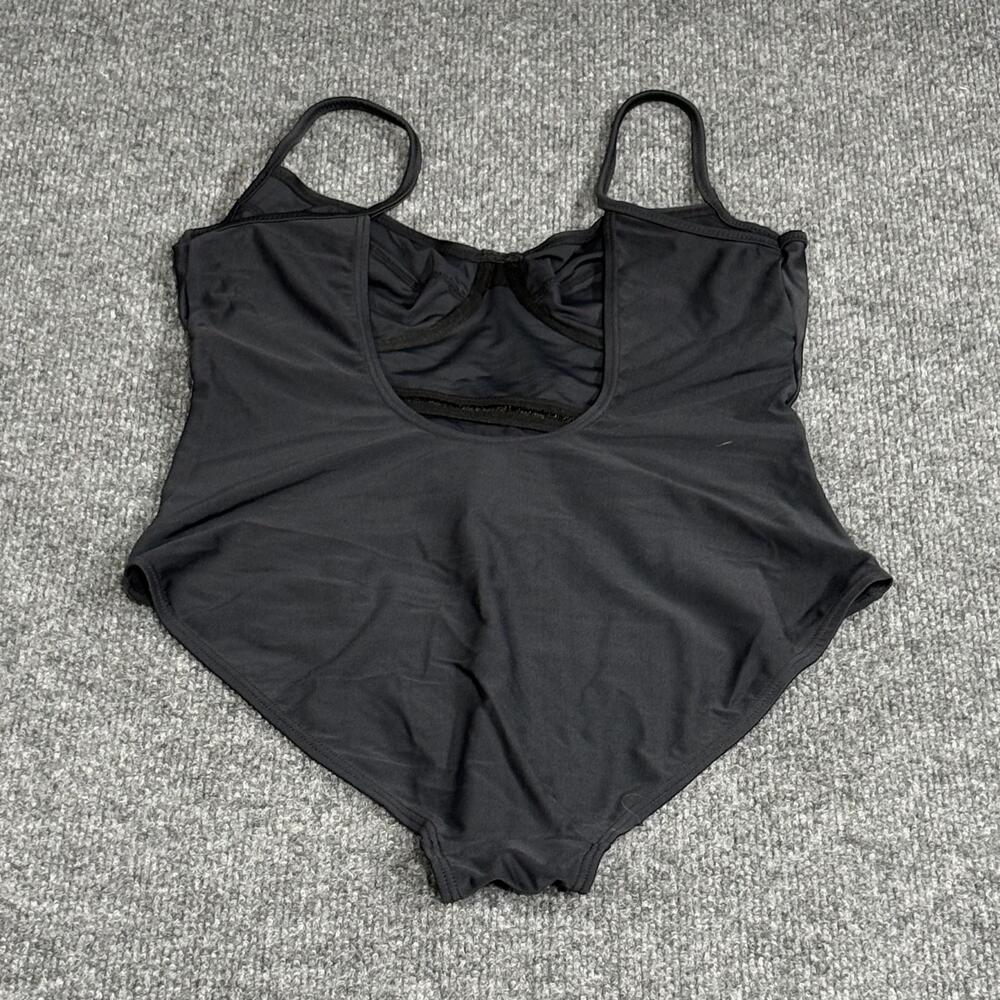Mary Sol Swimsuit Womens 12 Black One Piece Underwire Spaghetti Strap Mesh Trim - Picture 2 of 12